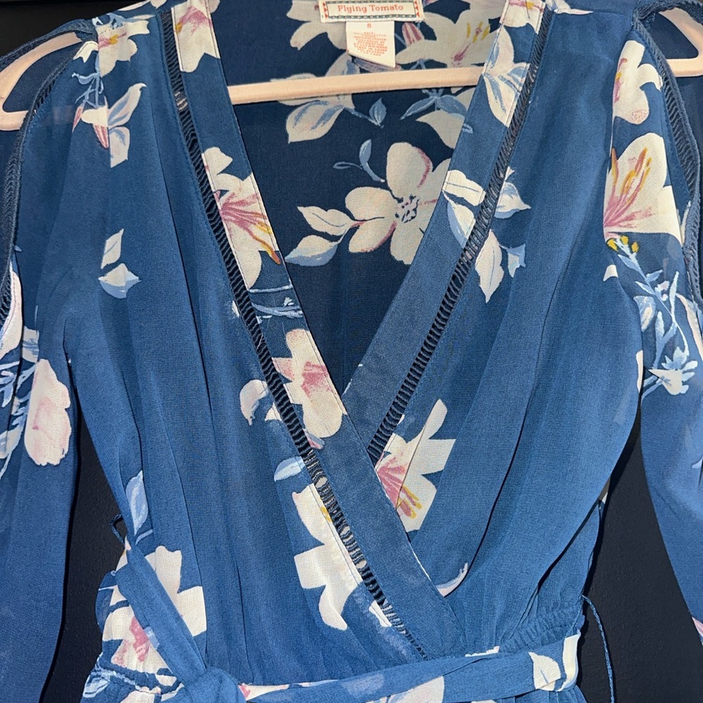 Flying Tomato Navy Floral Wrap Dress